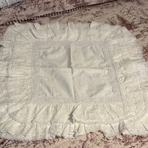 White Lace Ruffled Pillow Cover